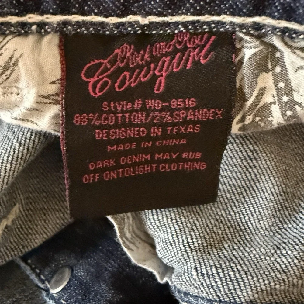 Rock N Roll Cowgirl Jeans Low Rise‎ Boot Cut Thick Stitch 34x30 Western Rodeo